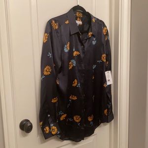 Dark navy flowered silk EQUIPMENT shirt